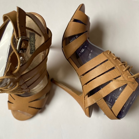 Shoemint Elizabeth Brown Leather/Lace up heel sz 8 - Picture 8 of 9